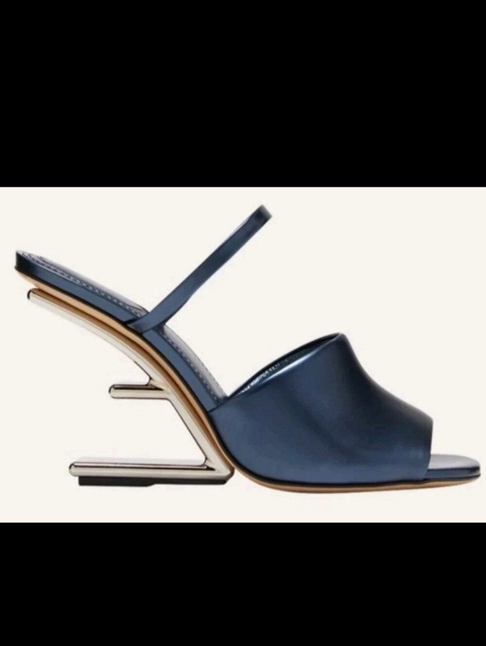 Fendi First Open F frame Gold Metal Heels Size:37 (7)
